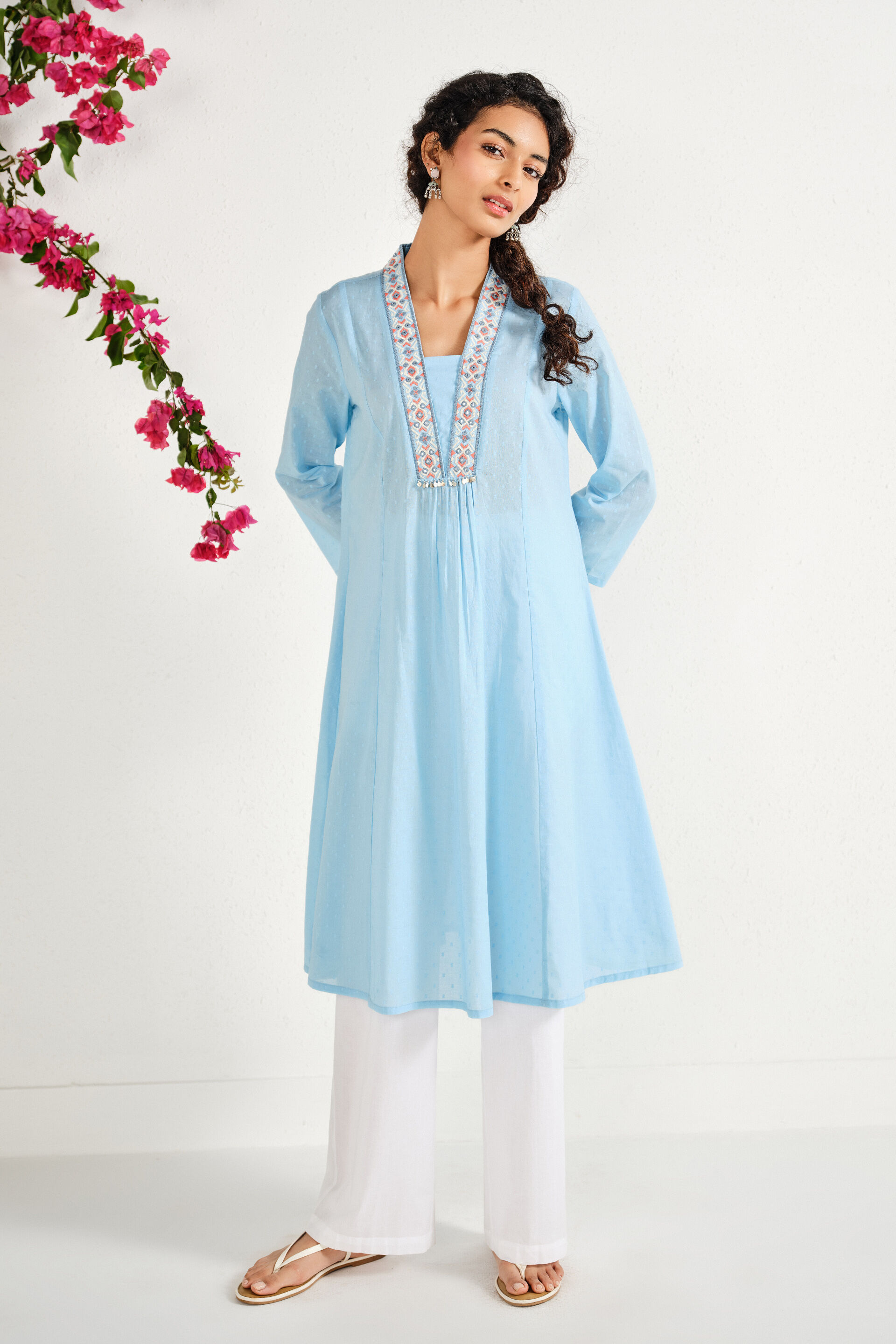 Mehroz Blue Kurta, Sky Blue, image 2